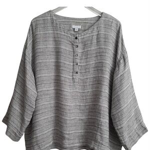 Pure Jill Linen Lagenlook Top Gray Size Large